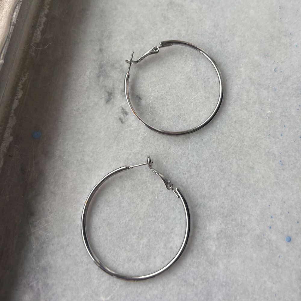 Macy's Shiny Silver Hoop Earrings